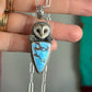 Golden Hills Turquoise Laura Mears Owl Pendant with Succulents