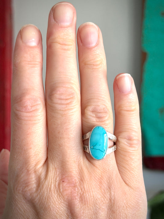 Royston Turquoise Ring size 8 STAMPED BAND