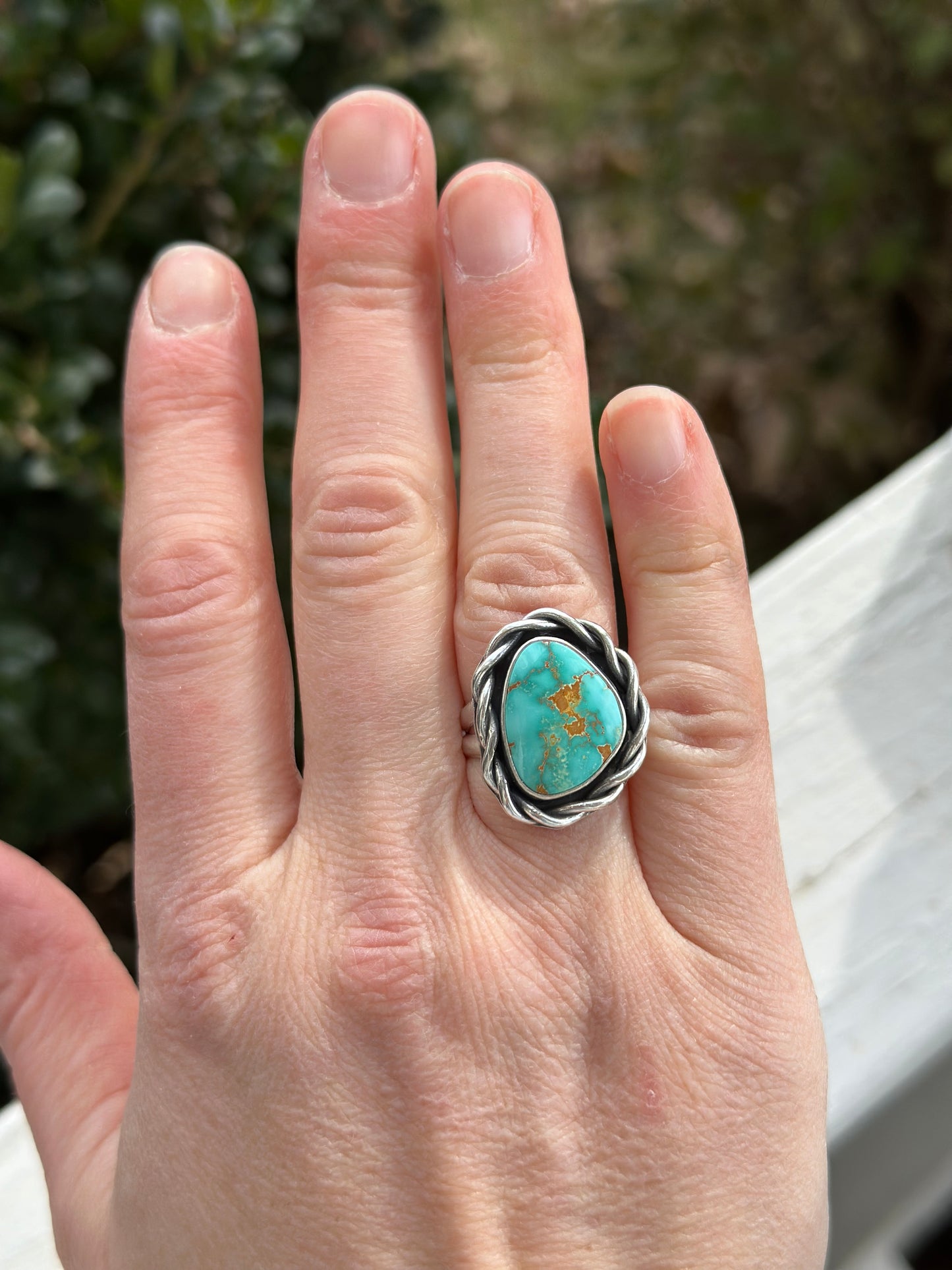 Natural Royston Turquoise Twist Ring