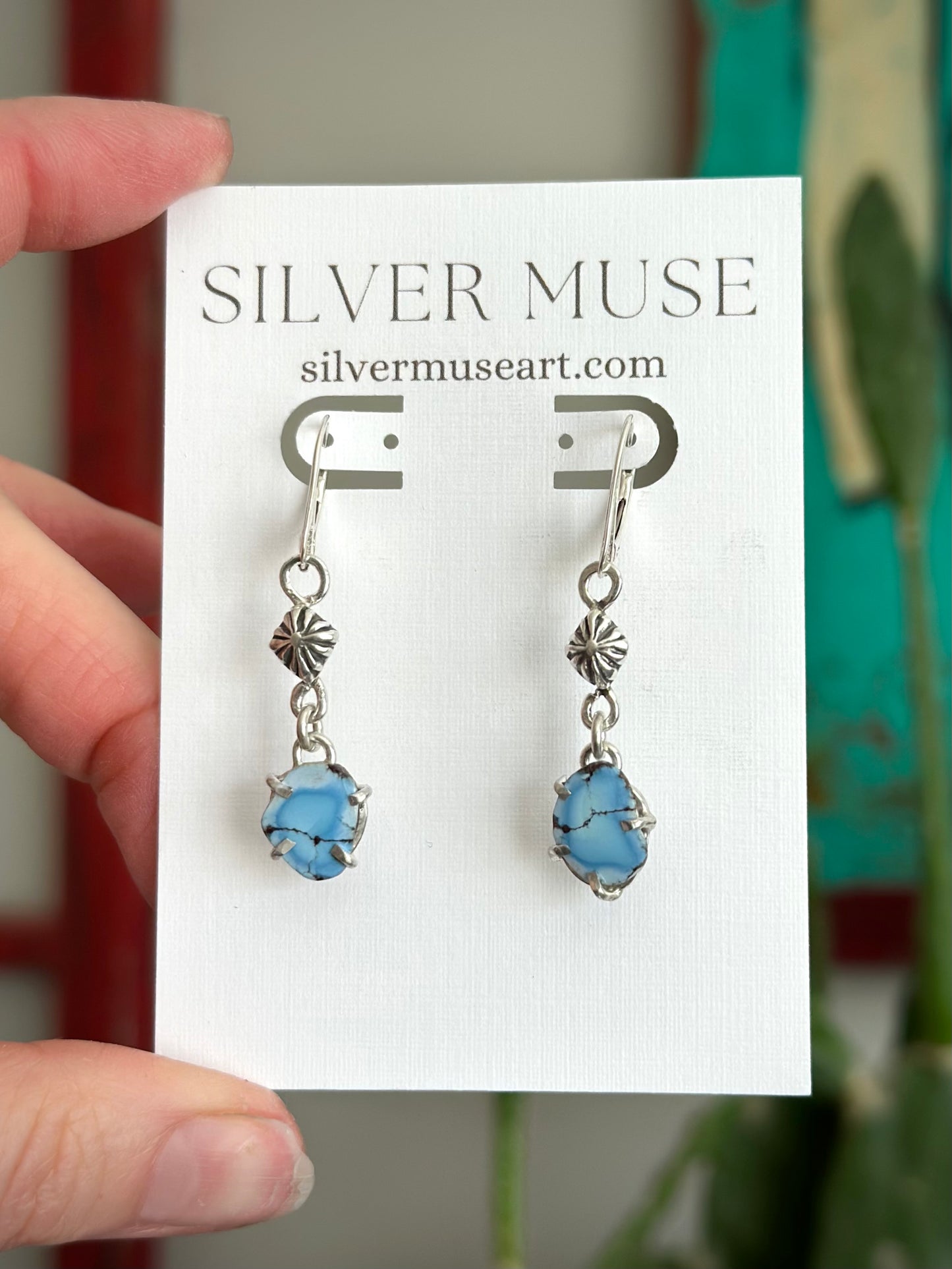 Golden Hills Turquoise Slice Earrings with Leverbacks