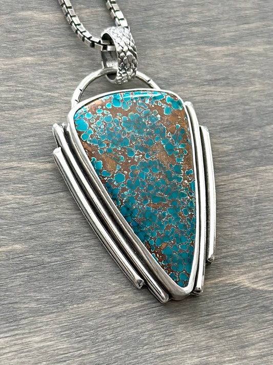 Royston Turquoise Art Deco Pendant in Blue