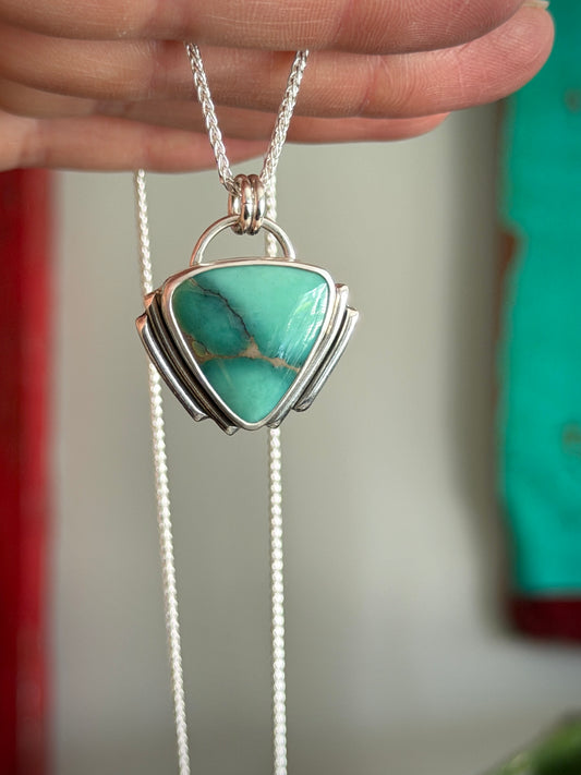 Desert Bloom Variscite Art Deco Pendant Small