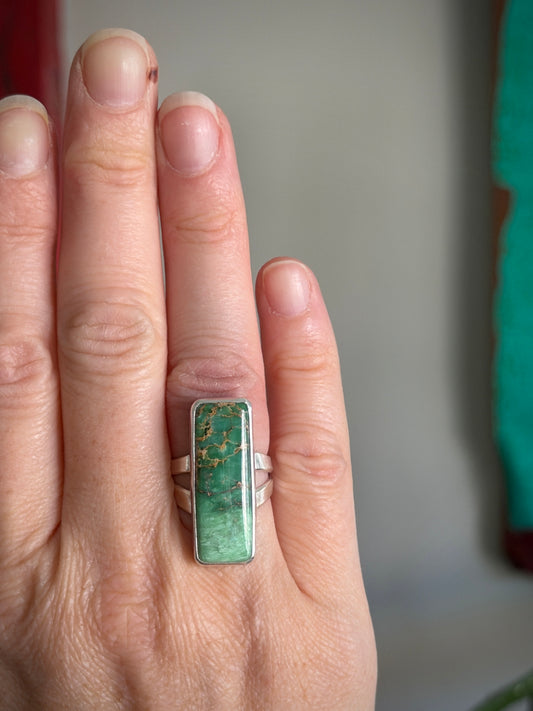 Australian Variscite Bar Ring in size 6.75 to 7