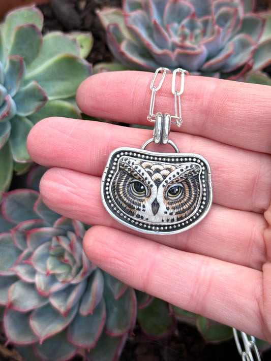 Laura Mears Owl Face Pendant