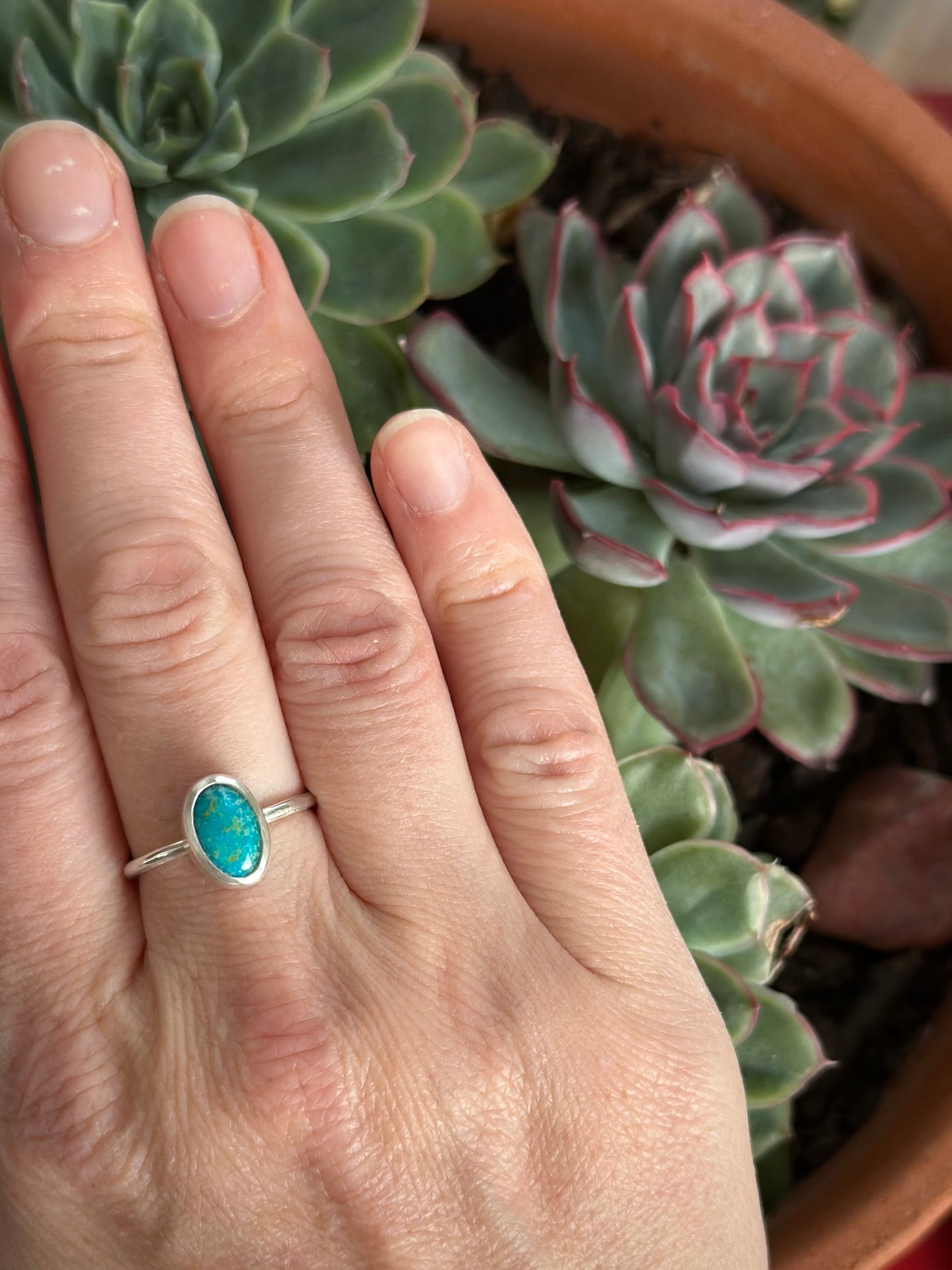 Emerald Valley Turquoise Stacker Ring in size 8