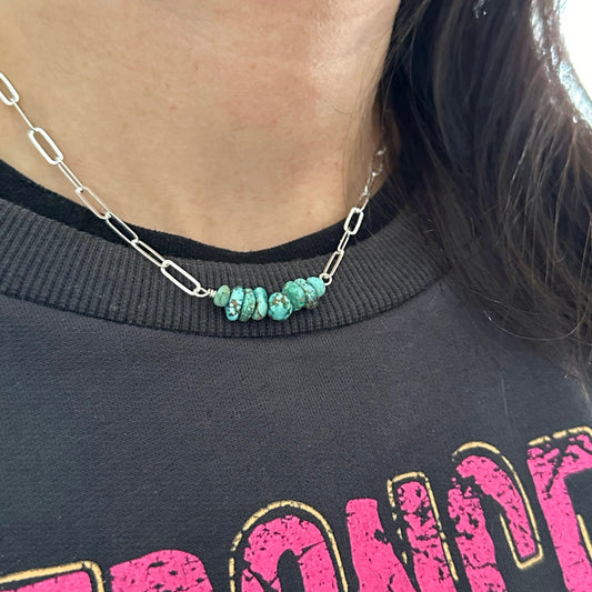 Thin Sierra Nevada Turquoise on Paperclip Chain