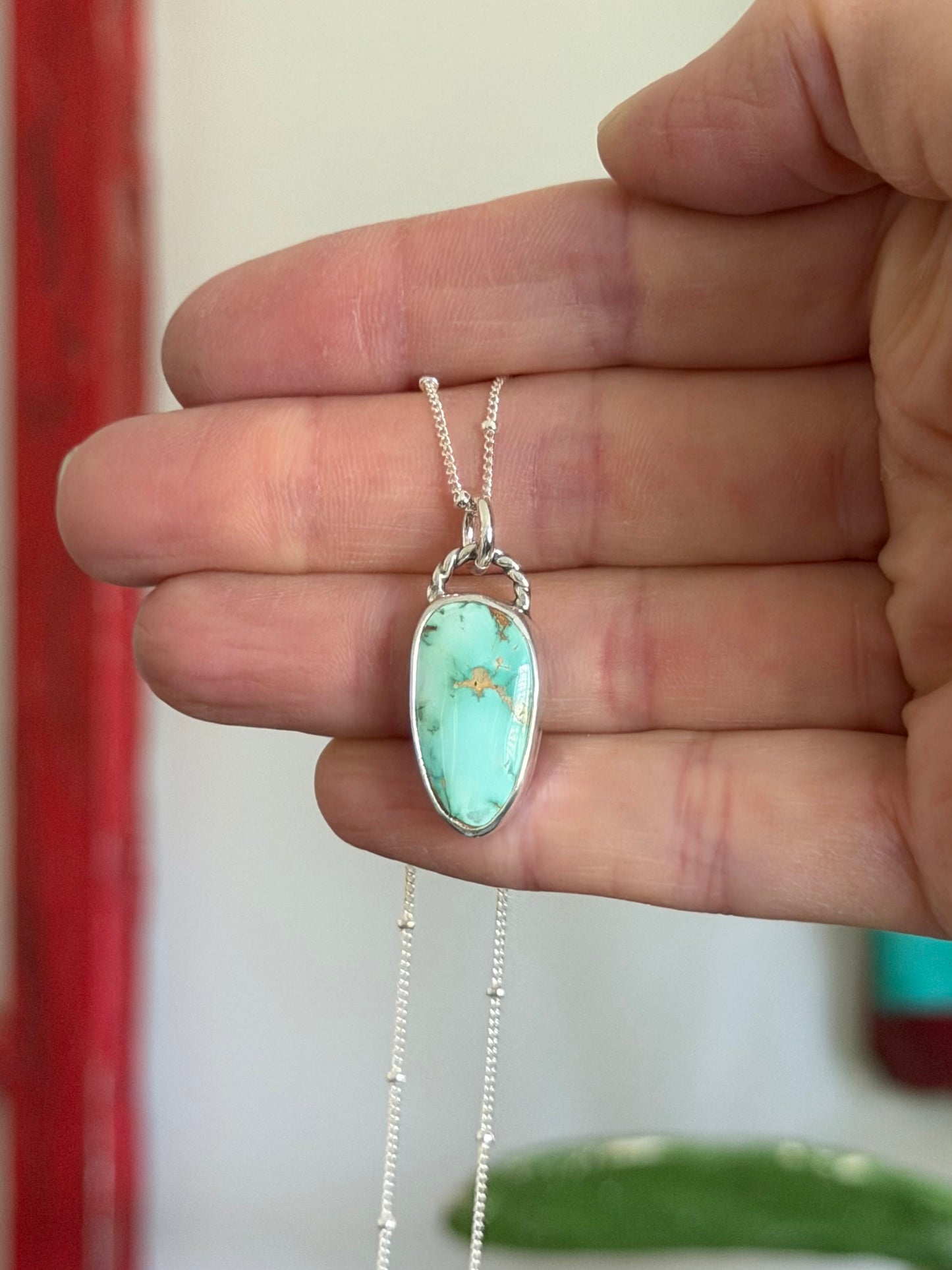 Royston Royal Blue Turquoise Necklace in pale green