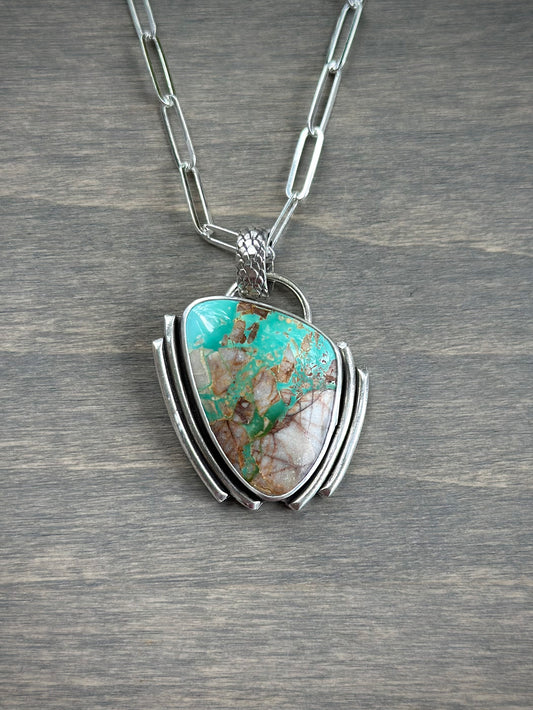 Royston Ribbon Boulder Turquoise Art Deco Pendant