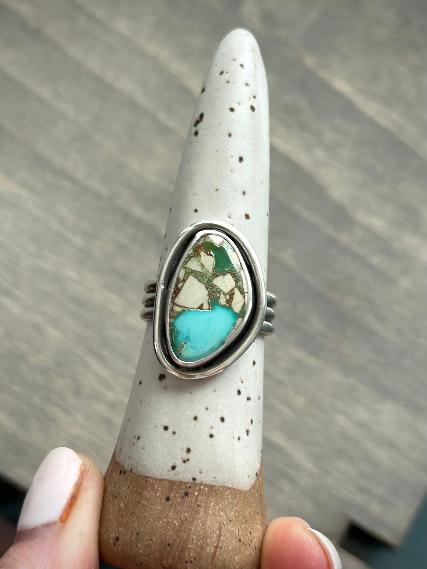 Royston Ribbon Turquoise Ring in size 8.5