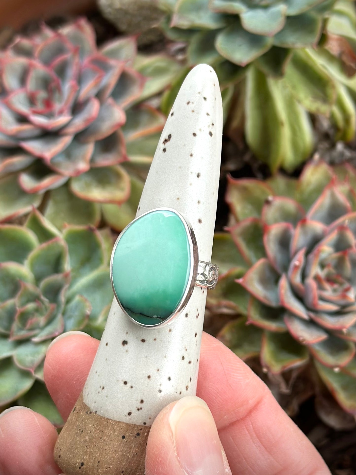 Minty Desert Bloom Variscite Ring in size 7.5