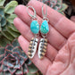 Fox and Emerald Valley Turquoise + Laura Mears Owl Feather Leverback Earrings