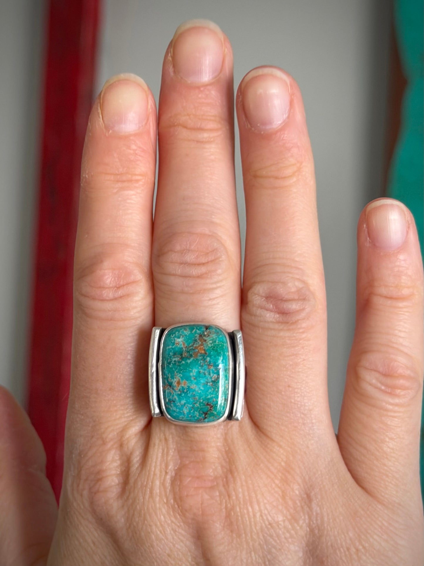 Patagonia Turquoise Art Deco Ring size 10.5