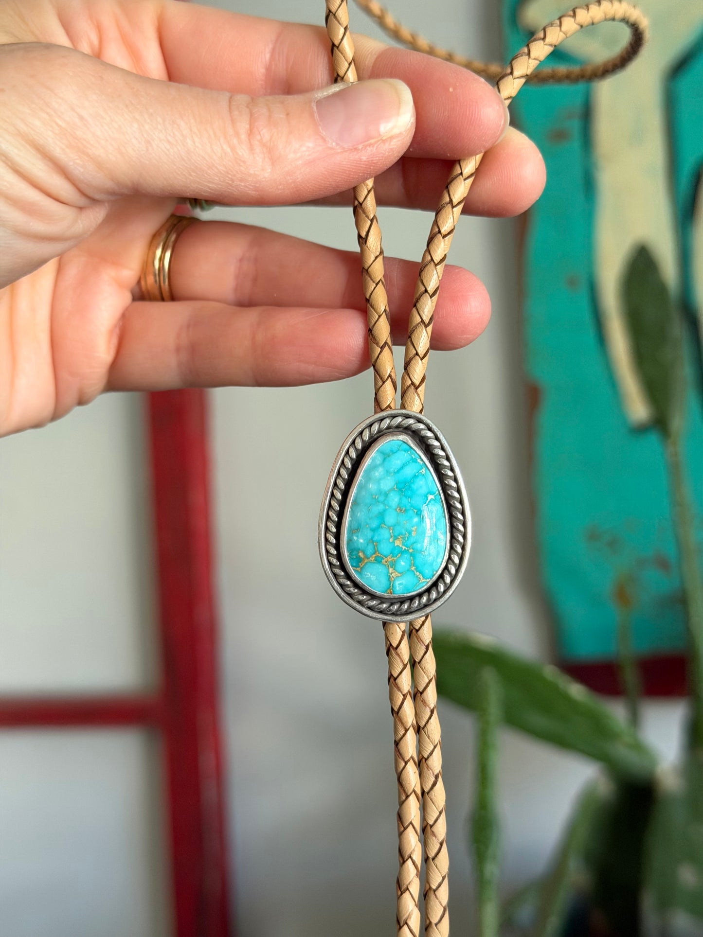 Kingman Turquoise Bolo Tie in Tan