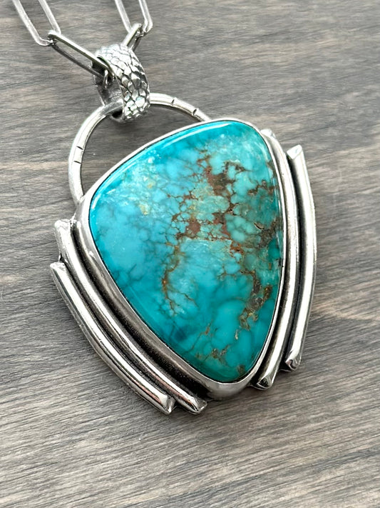 Fox Turquoise Art Deco Statement Pendant