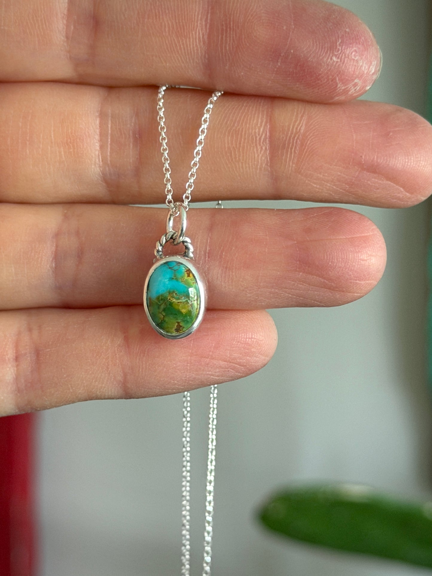 Thunderbird Turquoise Necklace in Yellow Ochre, Blue and Green