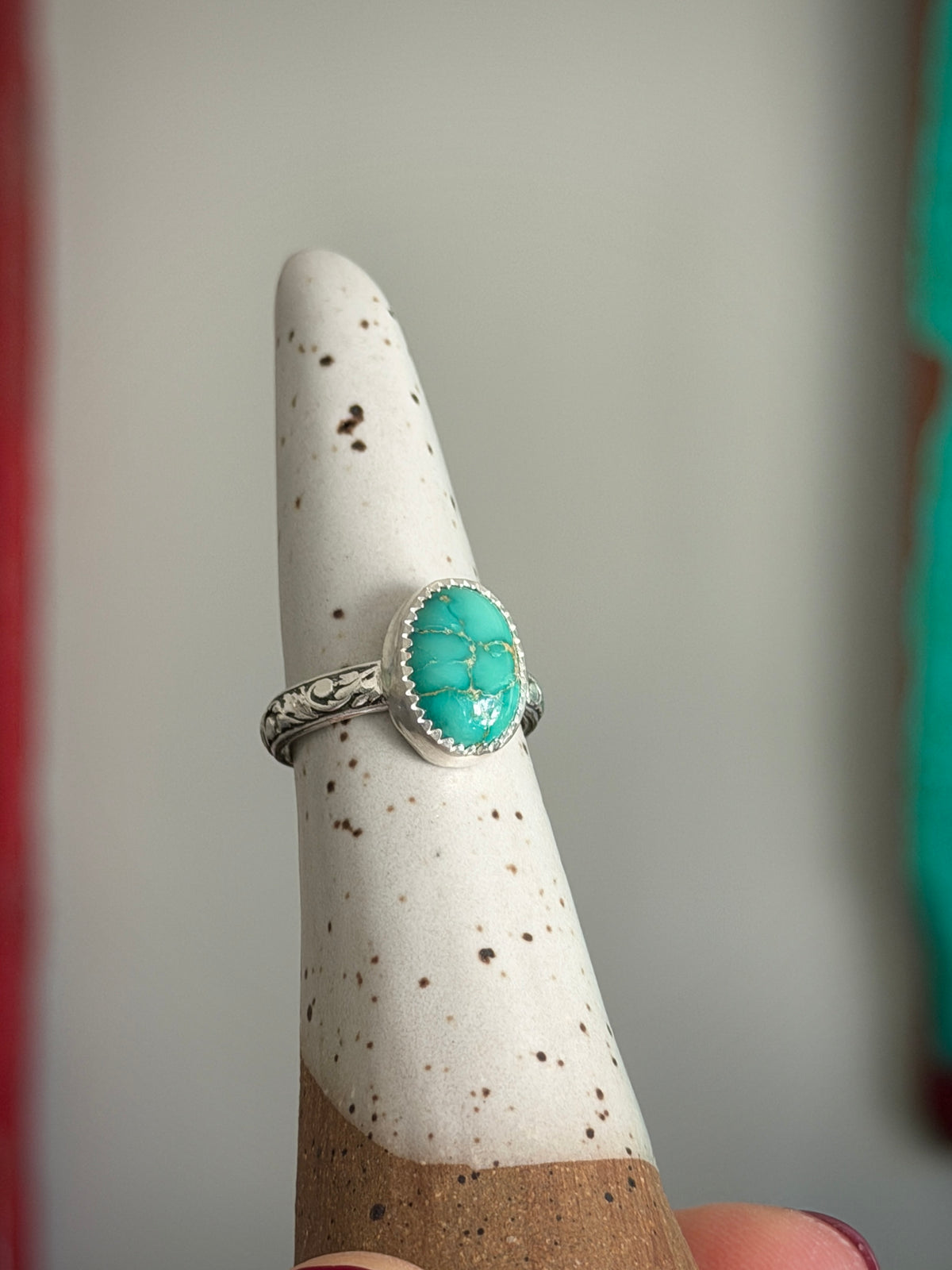Emerald Valley Turquoise Ring Fleur Band size 6.5
