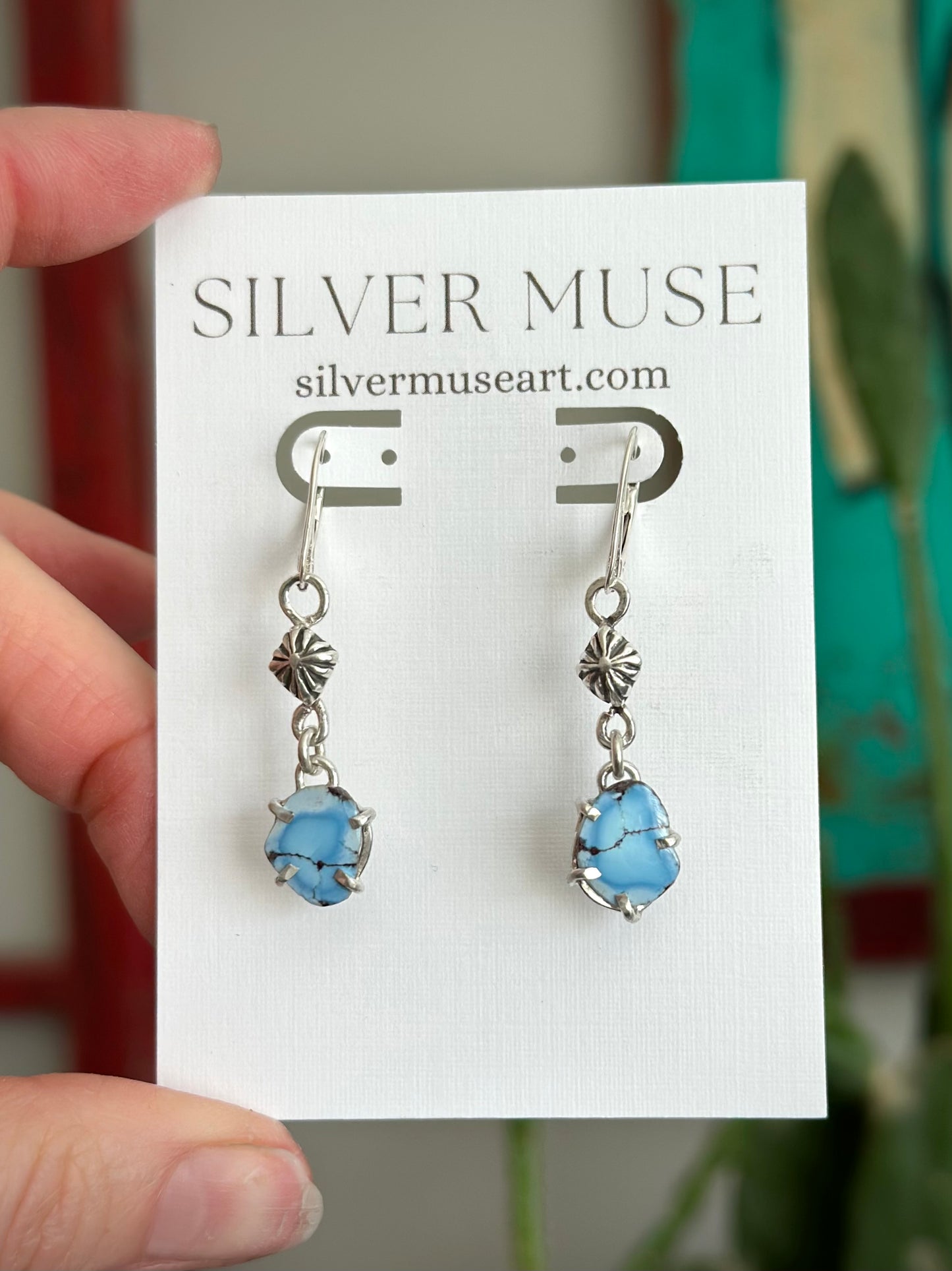 Golden Hills Turquoise Slice Earrings with Leverbacks