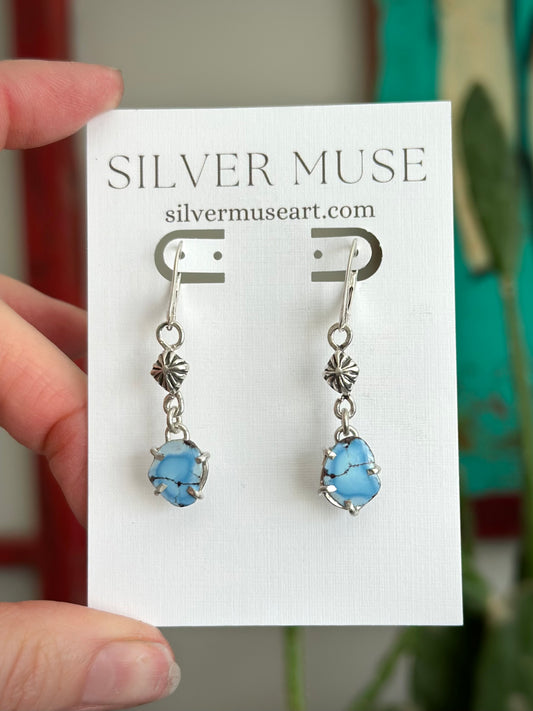 Golden Hills Turquoise Slice Earrings with Leverbacks