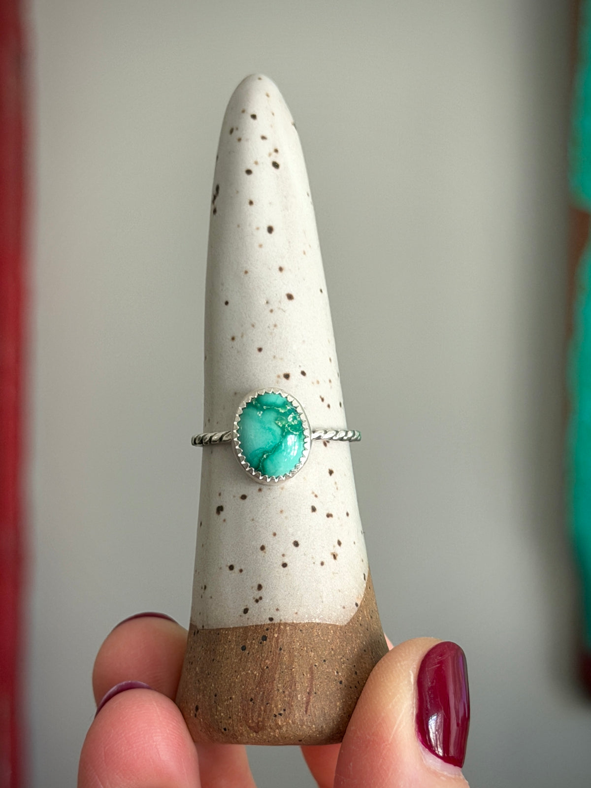 Emerald Valley Turquoise Ring Twist Band size 8.75