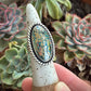 Morenci 2 Turquoise Twist Pyrite Loaded Ring in size 6.75