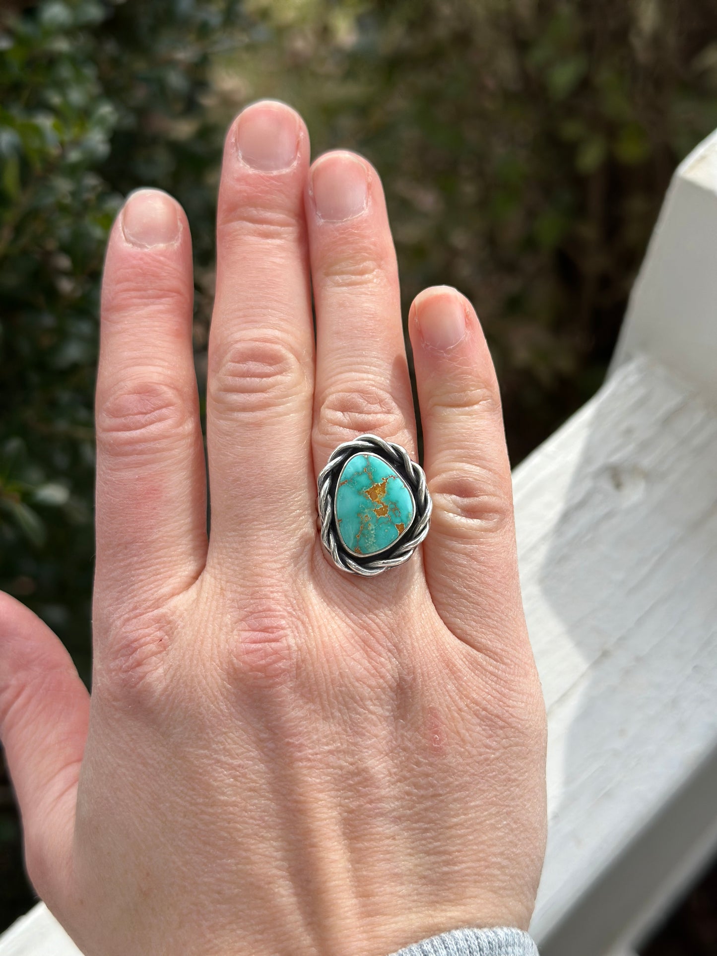 Natural Royston Turquoise Twist Ring