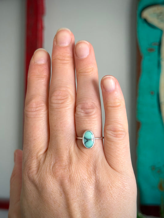 Tiny Desert Bloom Variscite Ring in size 6.75