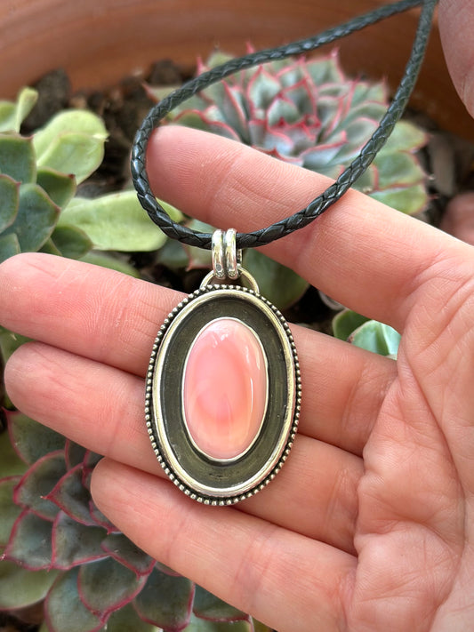 Pink Conch Shell Shadowbox Pendant