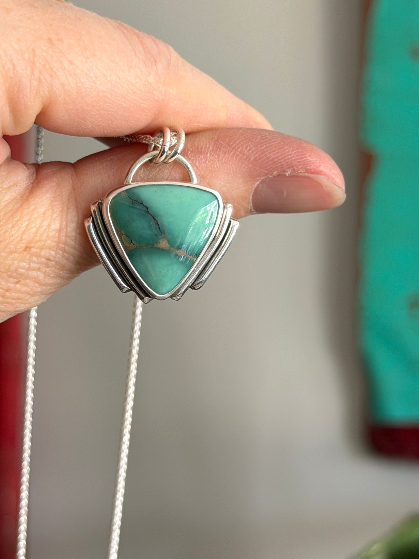 Desert Bloom Variscite Art Deco Pendant Small