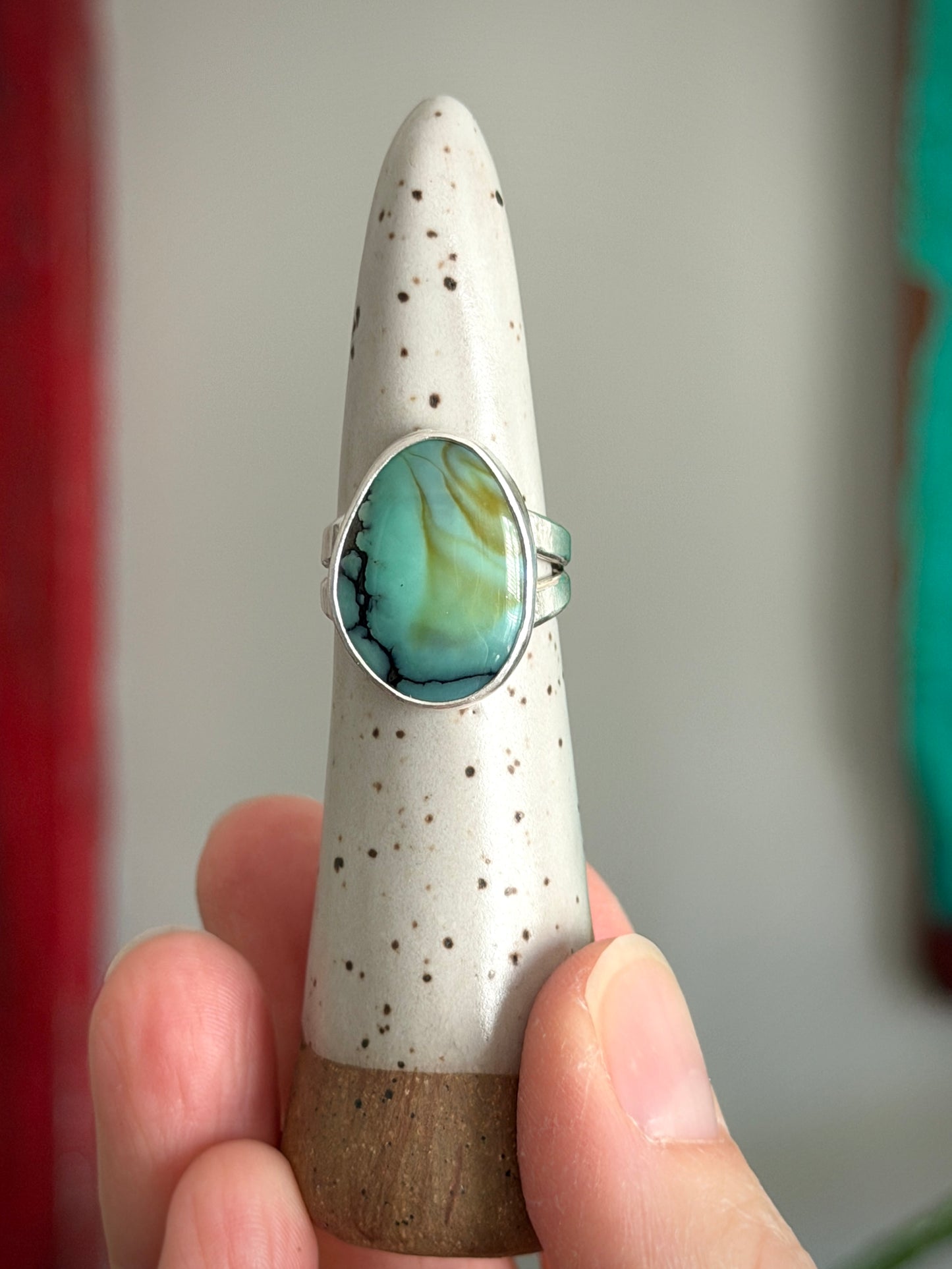 Polychrome Desert Bloom Variscite Ring size 6.5 STAMPED BAND