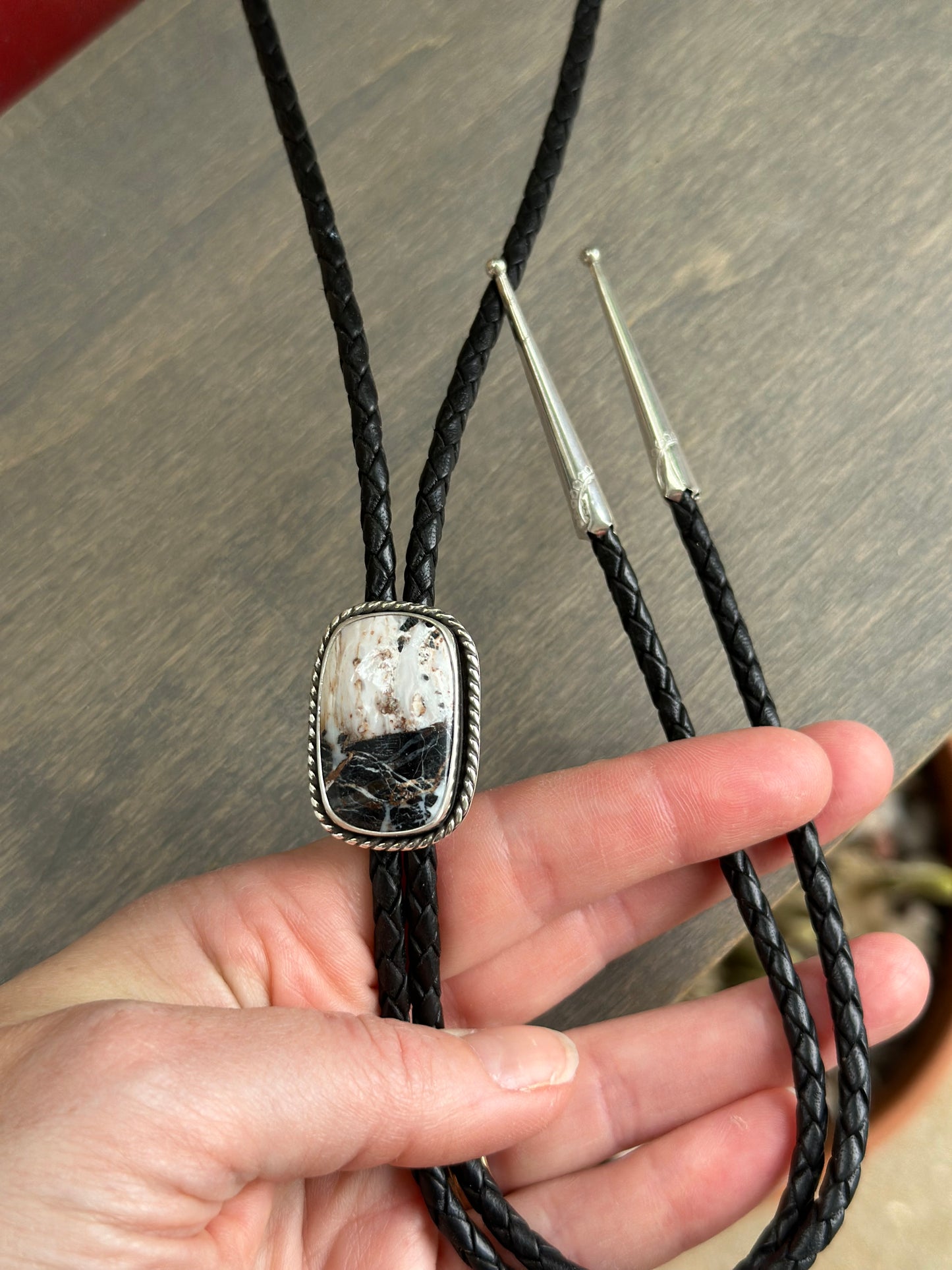 White Buffalo Bolo Tie in Black