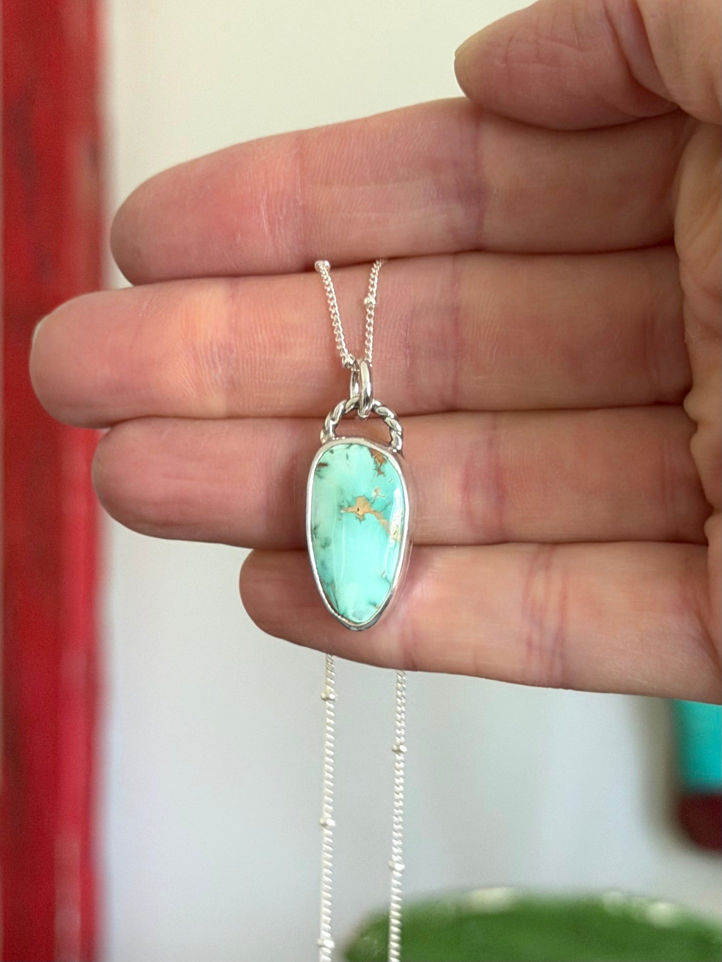 Royston Royal Blue Turquoise Necklace in pale green