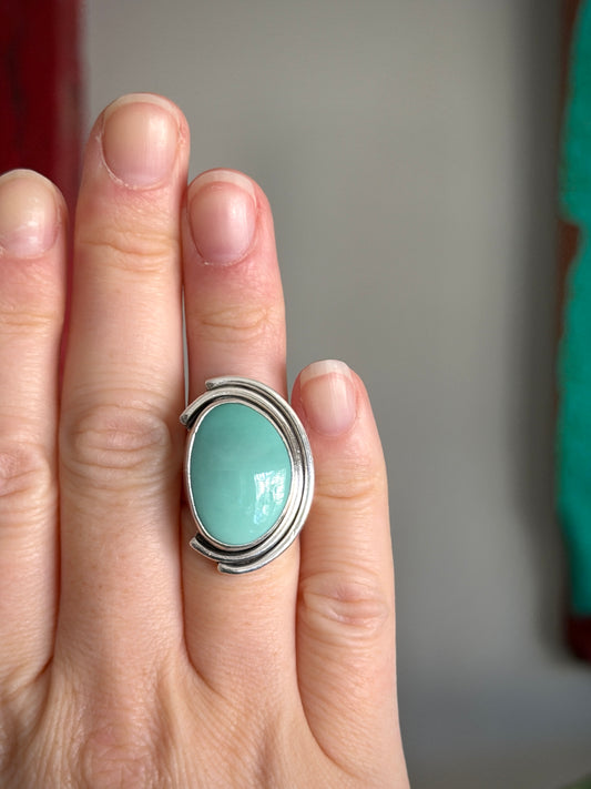 Desert Bloom Variscite Art Deco Ring in size 6.75