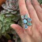 Coober Pedy Opal Half Flower Ring in size 8-1/2