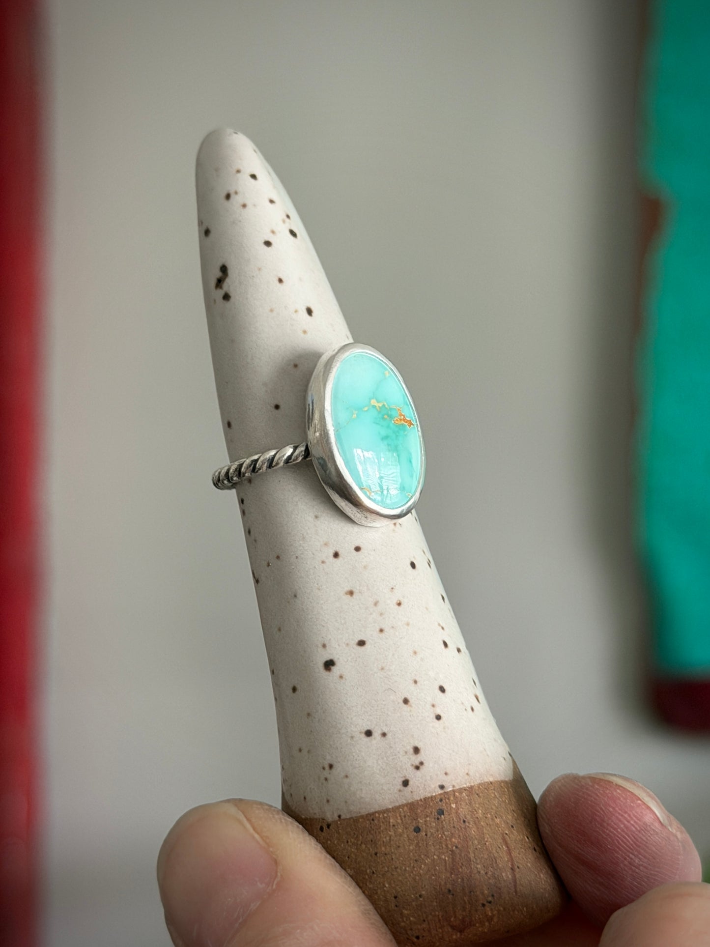 Royston Turquoise Twist Ring size 6.5