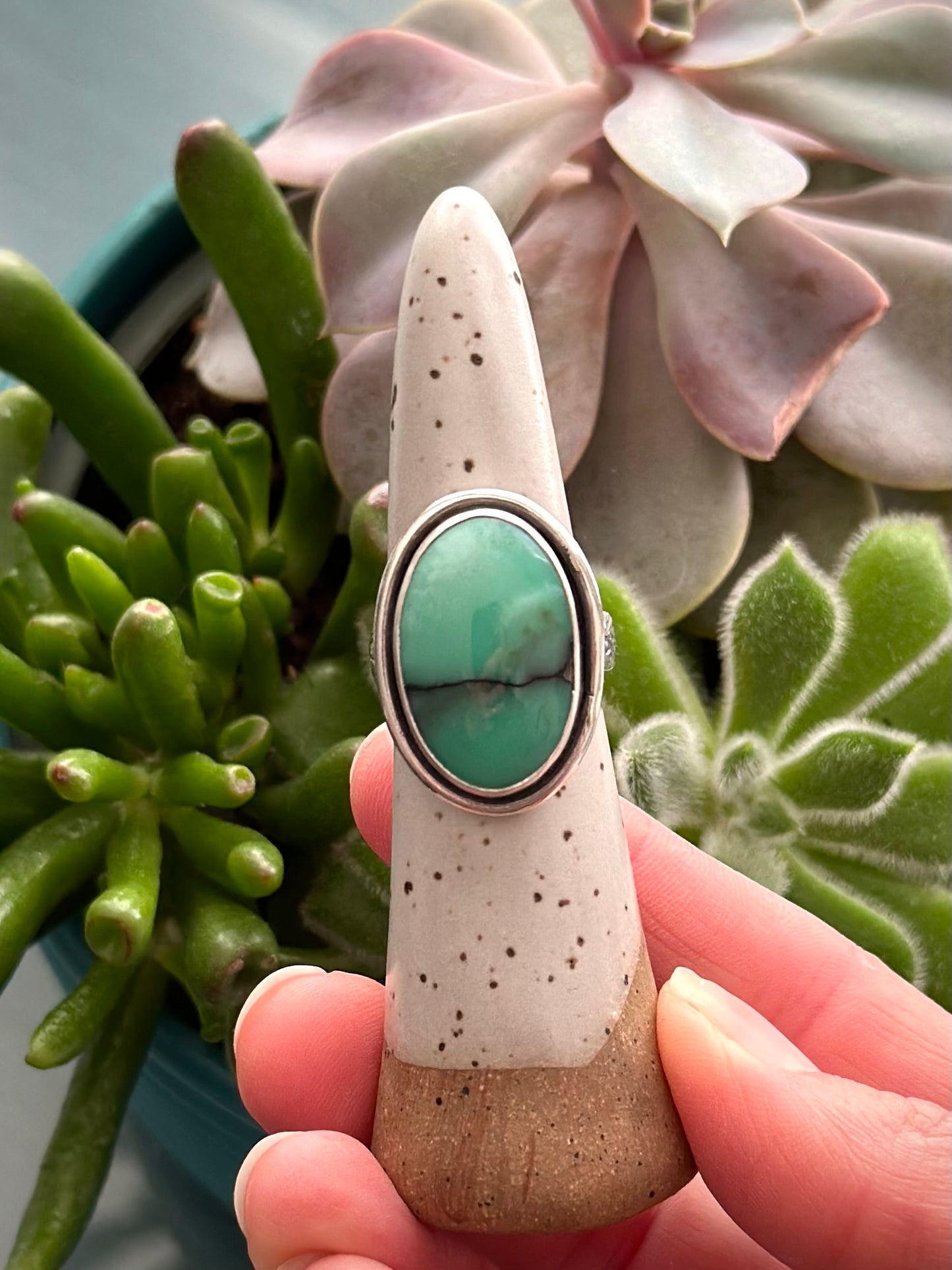 Desert Bloom Variscite Shadowbox Ring in size 6.5