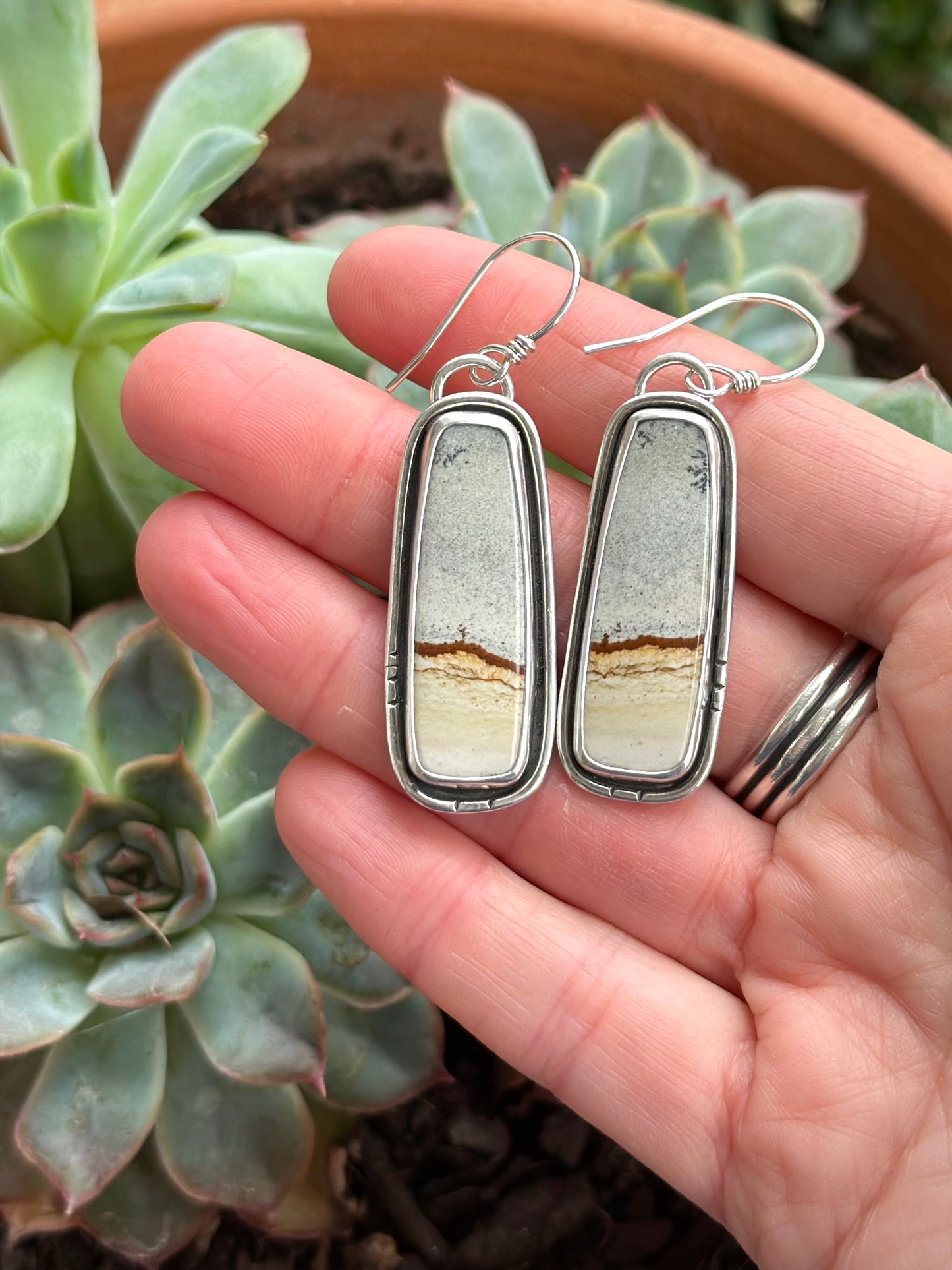 Chicken Track Jasper Bar Earrings