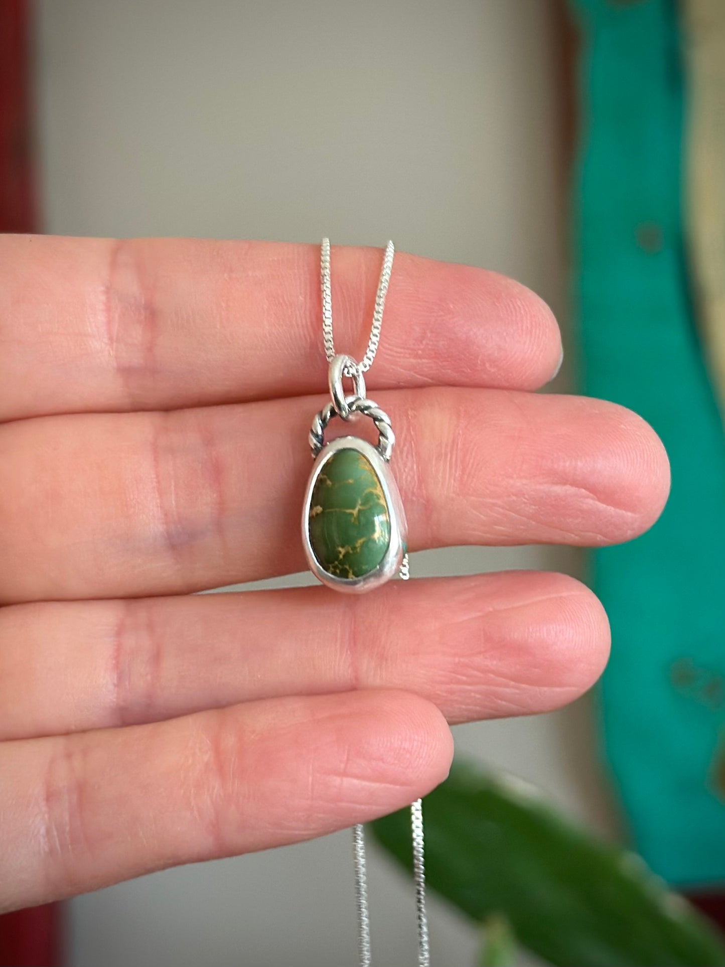Natural Royston Little Green Turquoise Pendant