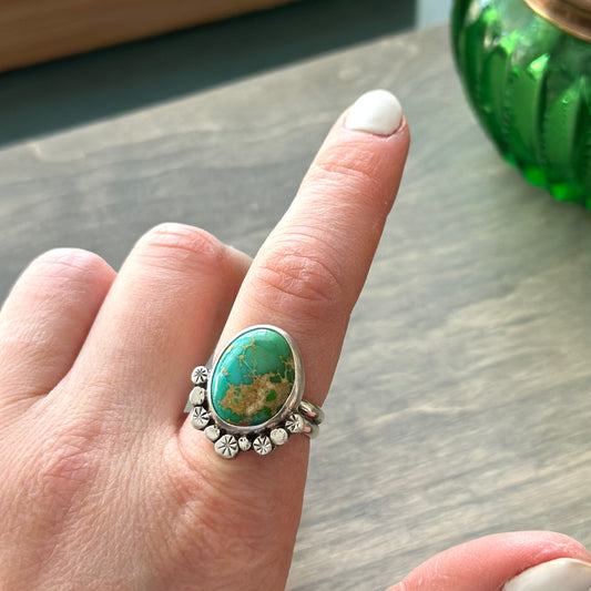 Emerald Valley Turquoise Crown Ring in size 8.5