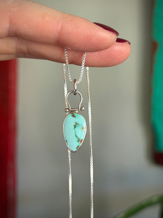 Royston Royal Blue Turquoise Hinge Necklace in Pale Blue v5