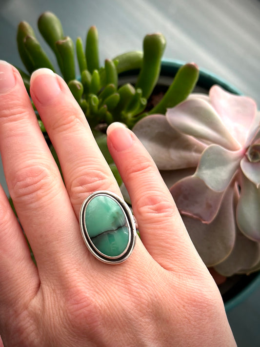 Desert Bloom Variscite Shadowbox Ring in size 6.5