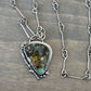 High Grade New Lander Variscite Polychrome Pendant with Handmade Chain