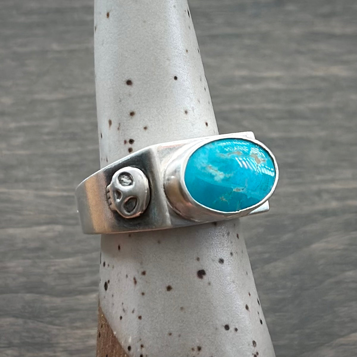 Signet Ring with Fox Turquoise size 9