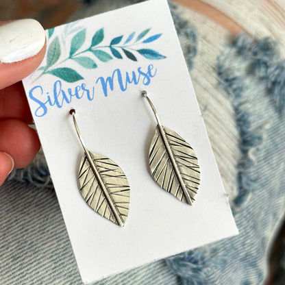 Leaf Earrings in Sterling Silver