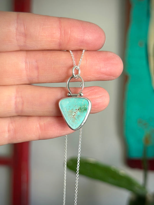 Royston Royal Blue Turquoise Triangle Necklace in Pale Blue