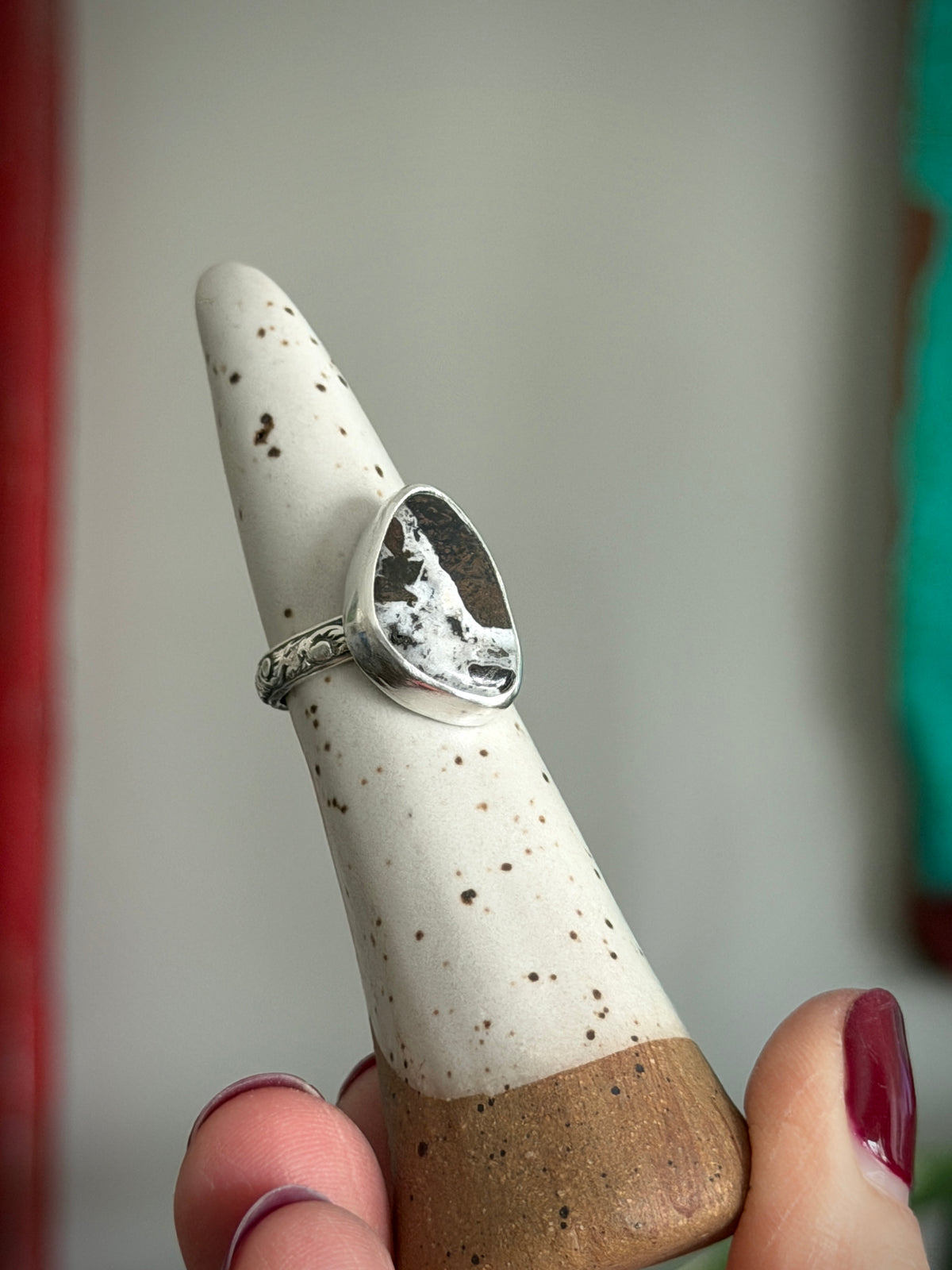White Buffalo Ring Fleur Band size 6