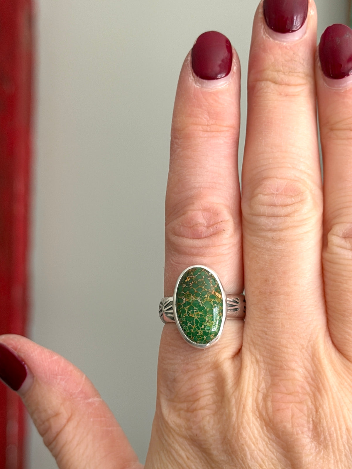 Patagonia Turquoise Ring in Green size 8.5 STAMPED BAND