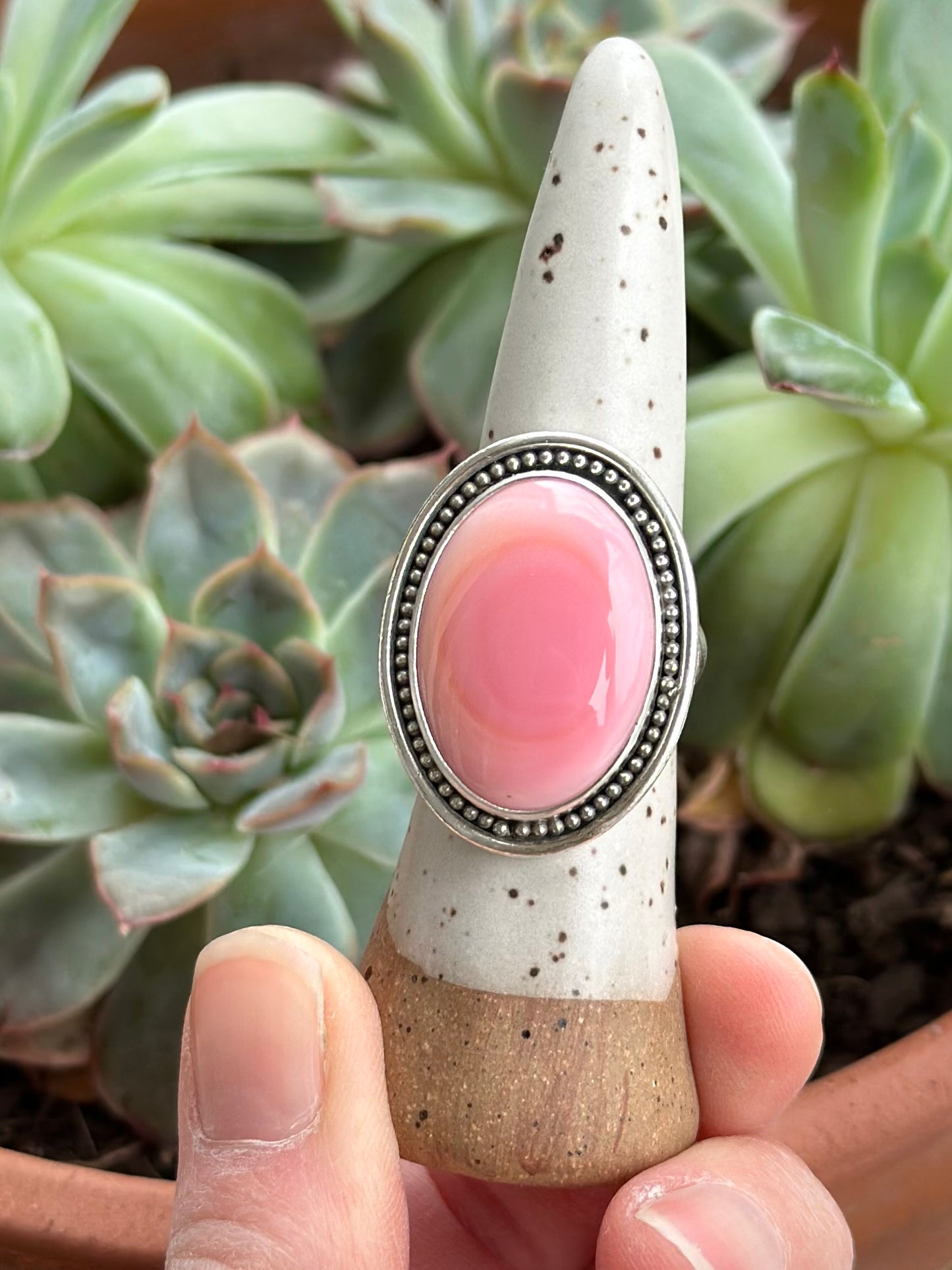 Pink Conch Shell Ring in size 9