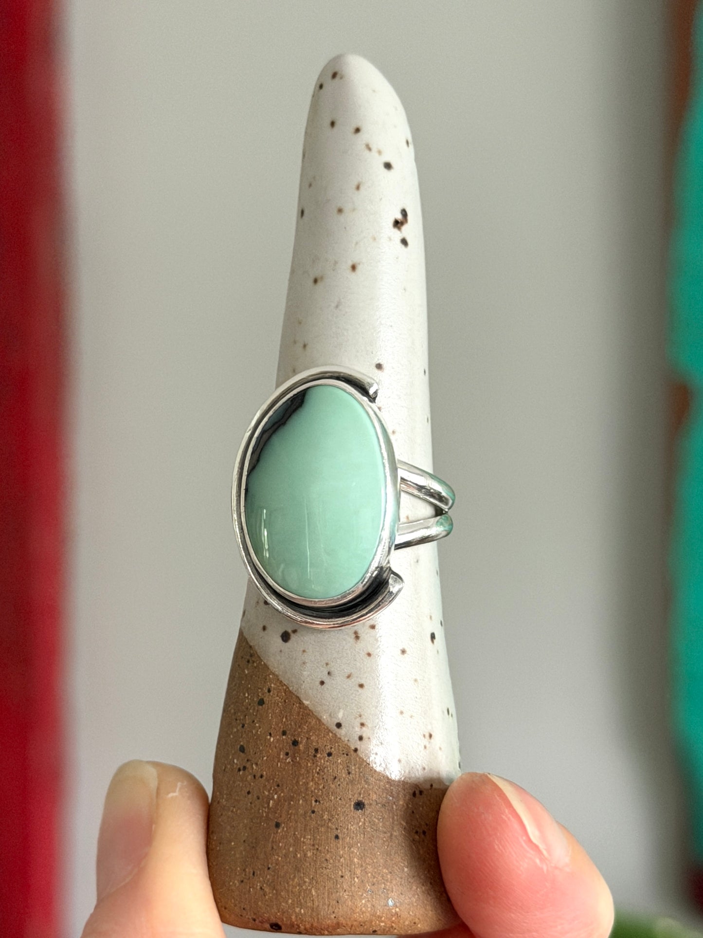 Desert Bloom Variscite Art Deco Ring size 8.25