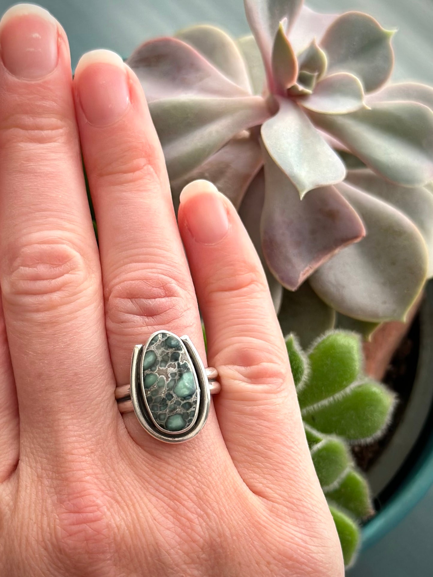 Calypso Variscite Framed Ring in size 7.75