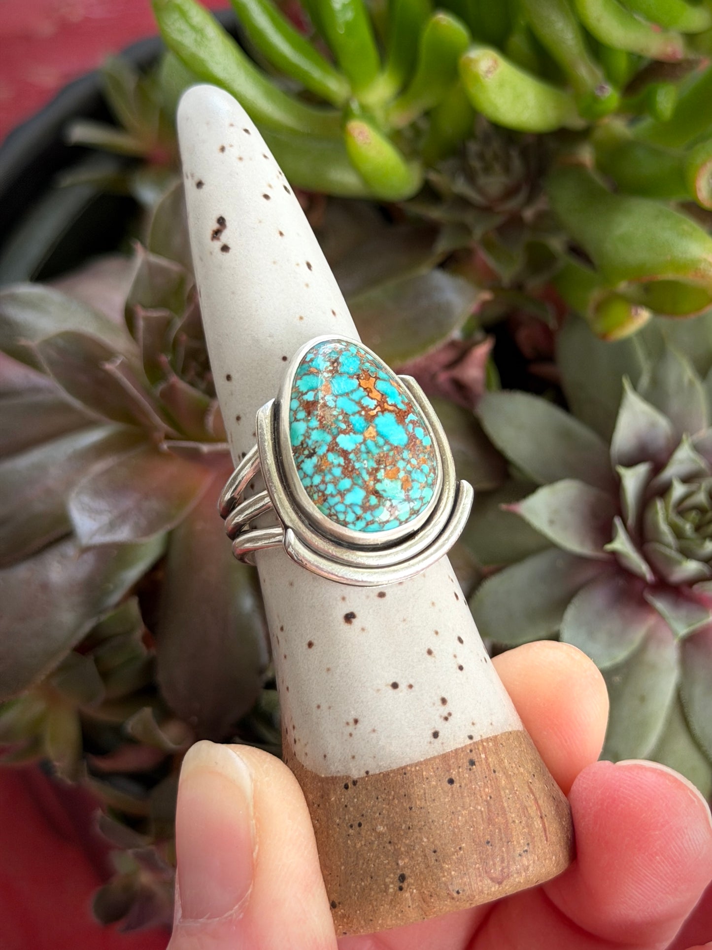 Patagonia Turquoise Art Deco Ring size 8.75